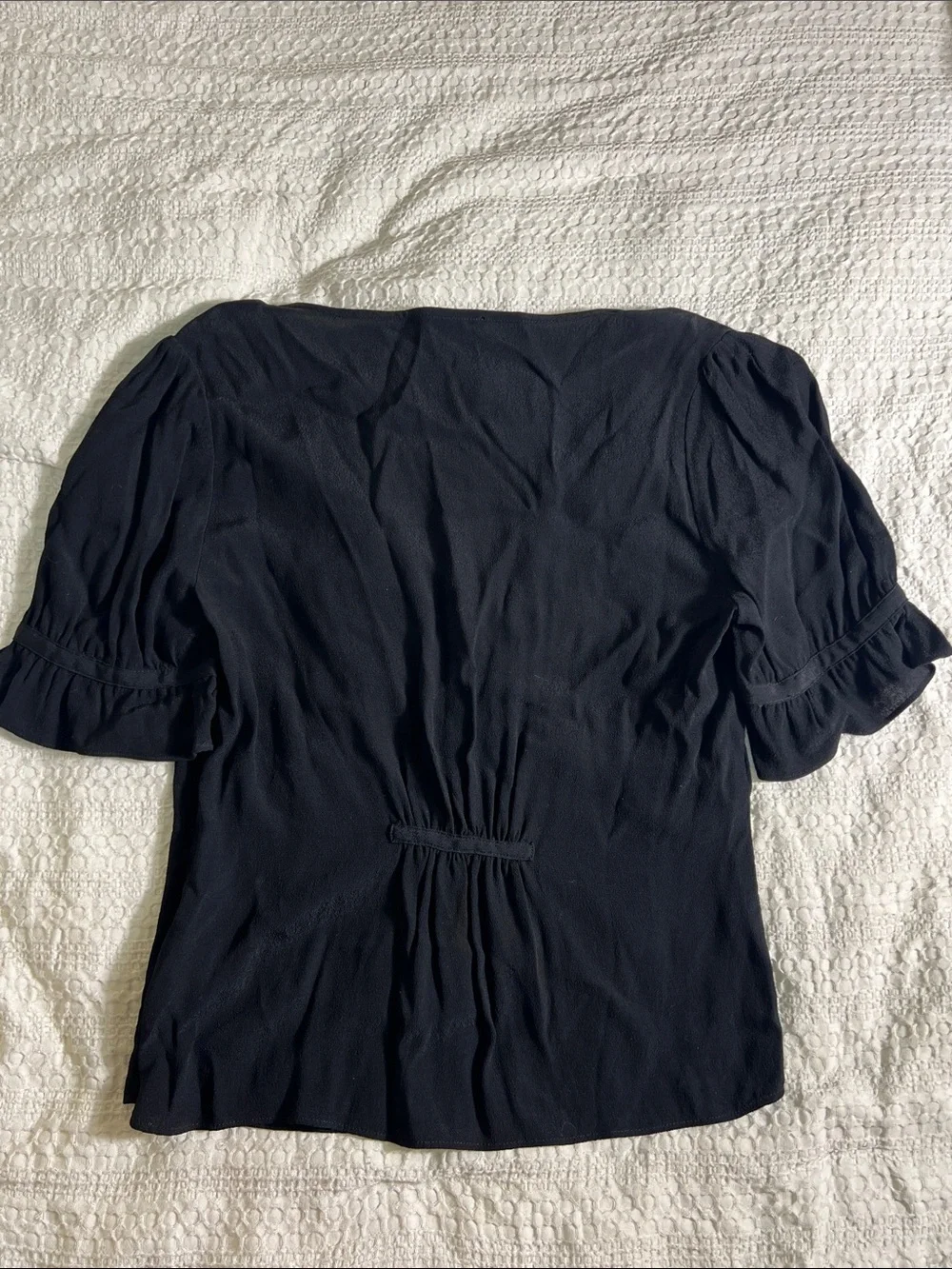Madewell Black Button-Front V-Neck Puff Sleeve Blouse size 2